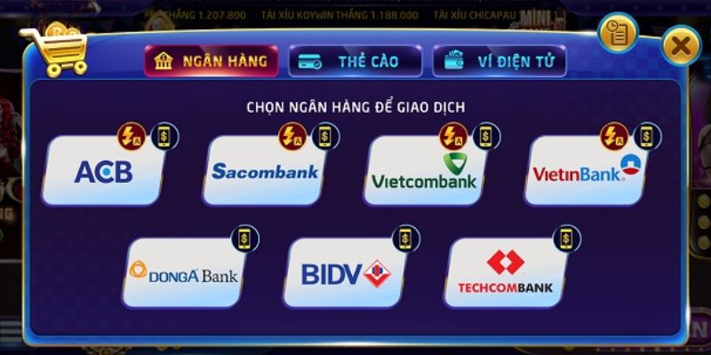 Nạp tiền Rikvip bằng hình thức chuyển khoản ngân hàng